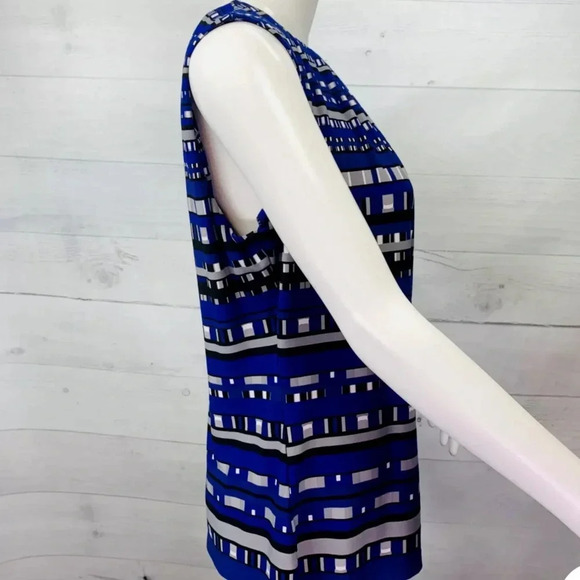 Calvin Klein Womens Pleated Neck Top Jersey Stretch Black Blue Sleeveless Size L - Picture 6 of 8